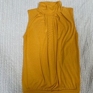 Turtleneck Yellow/Golden Sleeveless Blouse